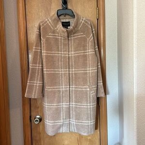 Rachel Zoe long Fall Winter Spring brown cream wool plaid coat jacket